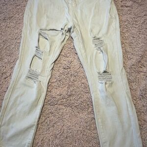 White distressed denim jeans #distresseddenim #denim